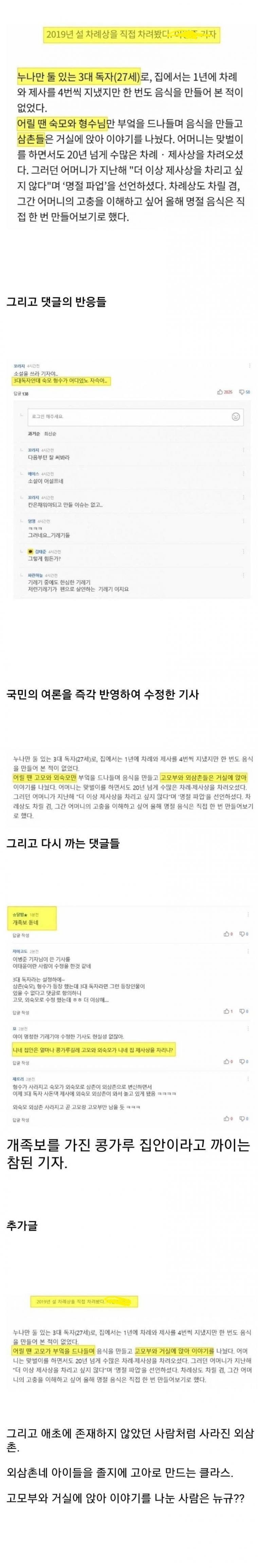 명절 차례상 기사 레전드