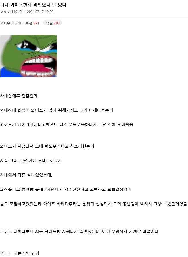 와이프한테 비밀이 있는 디씨인