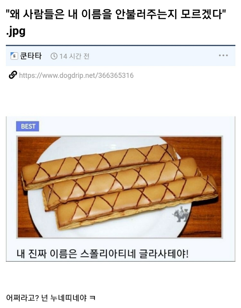 왜 사람들은 내 이름을 안불러주는지 모르겠다..