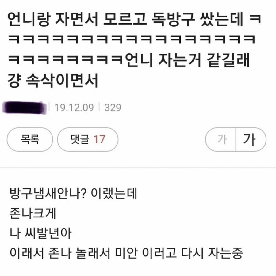 언니 몰래 독방구 쌌는데