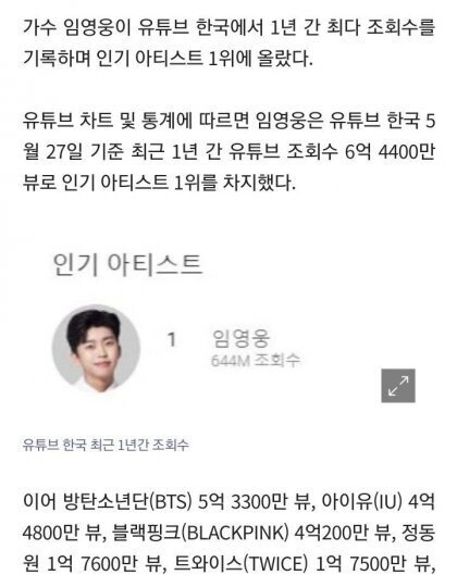 우리는 체감 못하는 임영웅의 인기수준.jpg