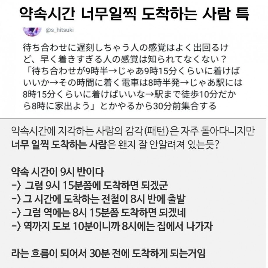 약속 시간에 일찍 도착하는 사람들 특징