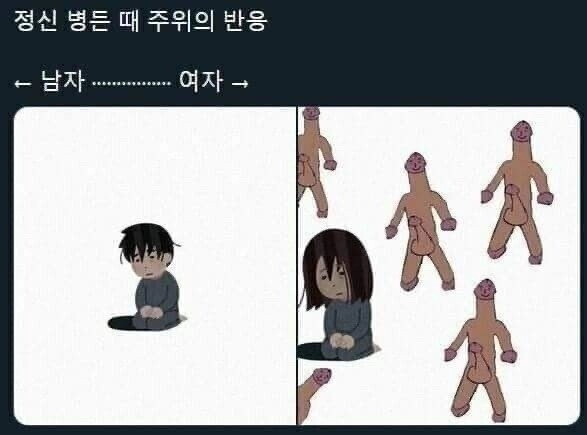 ㅇㅎ) 남녀가 정신병 걸렸을때 주위 반응