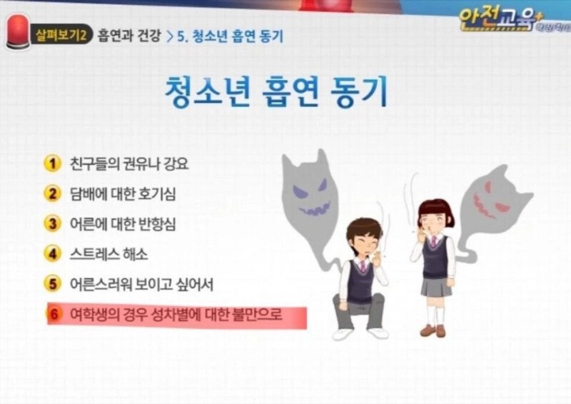 여고생들의 흡연사유