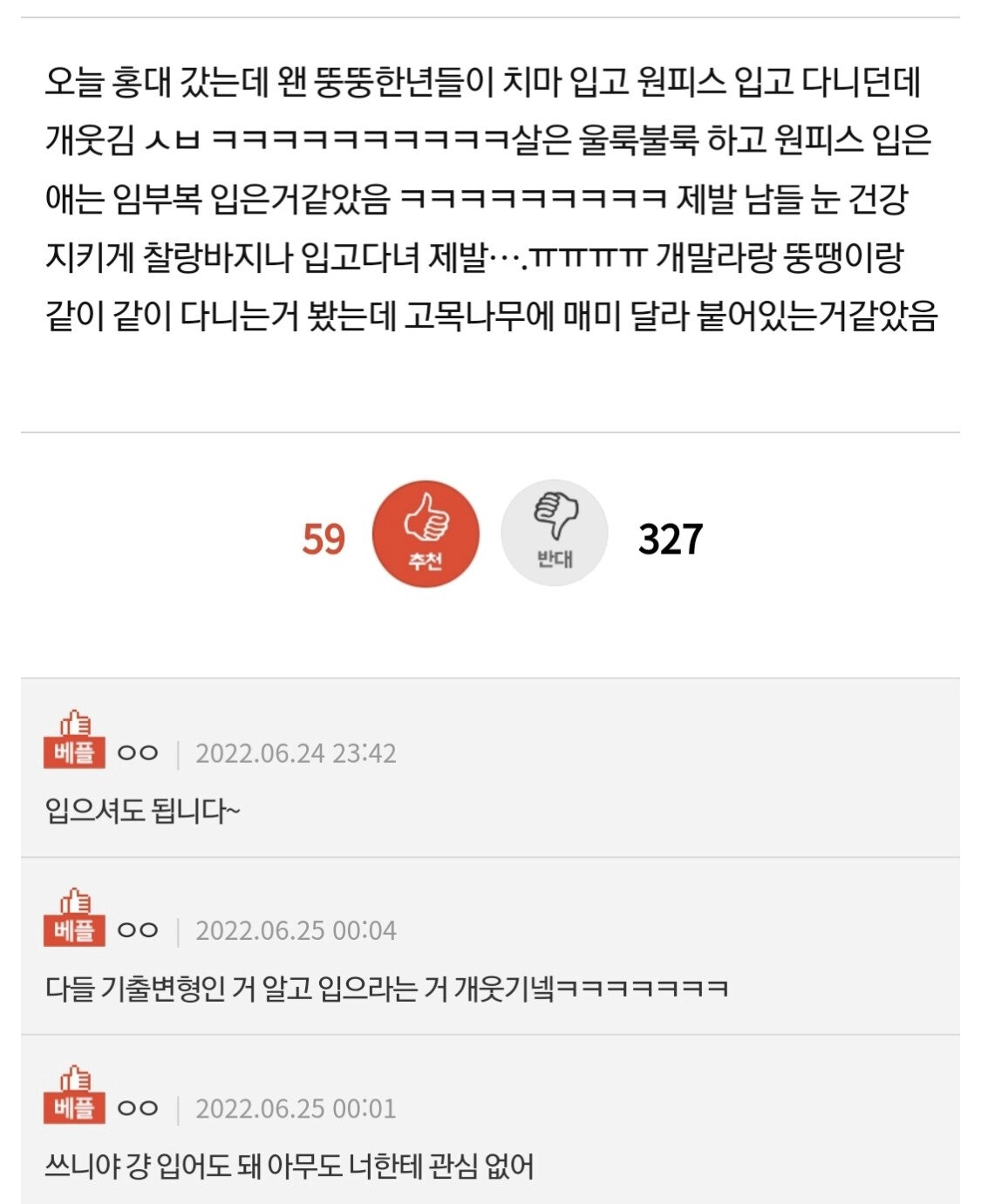 뚱뚱하면 제발 치마 입지마