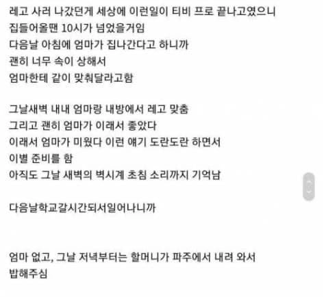 부모님 이혼 전날 엄마와 마지막 기억