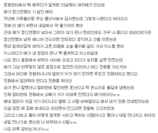 정신연령 낮은 여자애 건드려서 좆된 디시인