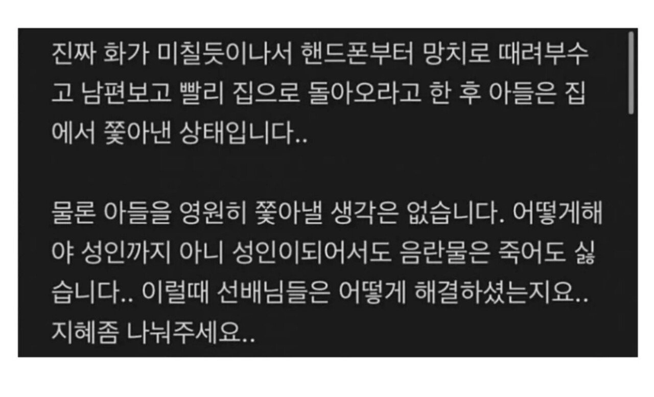 아들의 성욕을 납득할 수 없는 엄마