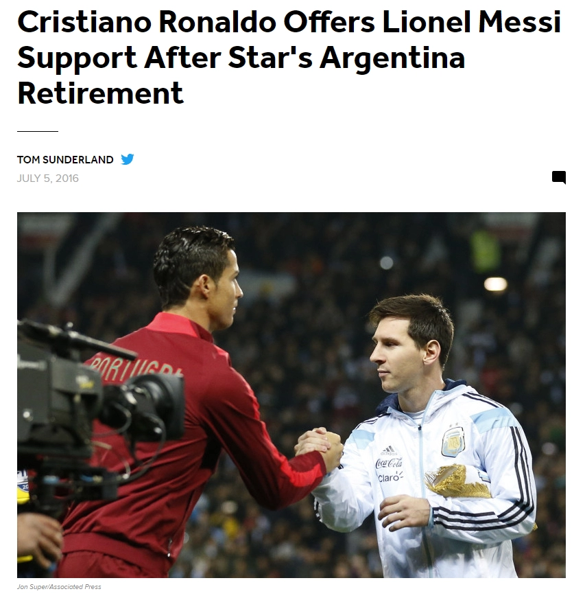 호날두가 이례적으로 메시를 직접적으로 언급했던 사건