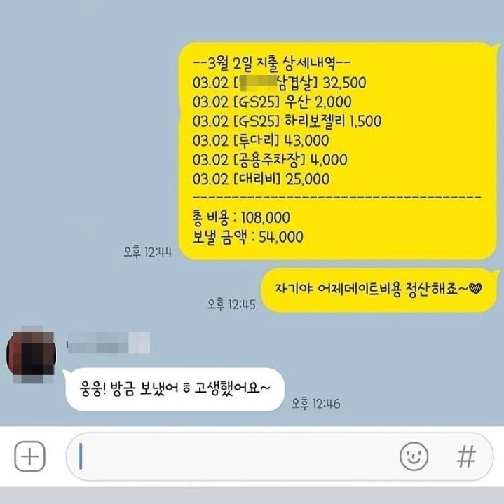 요즘 커플들의 데이트비용 정산