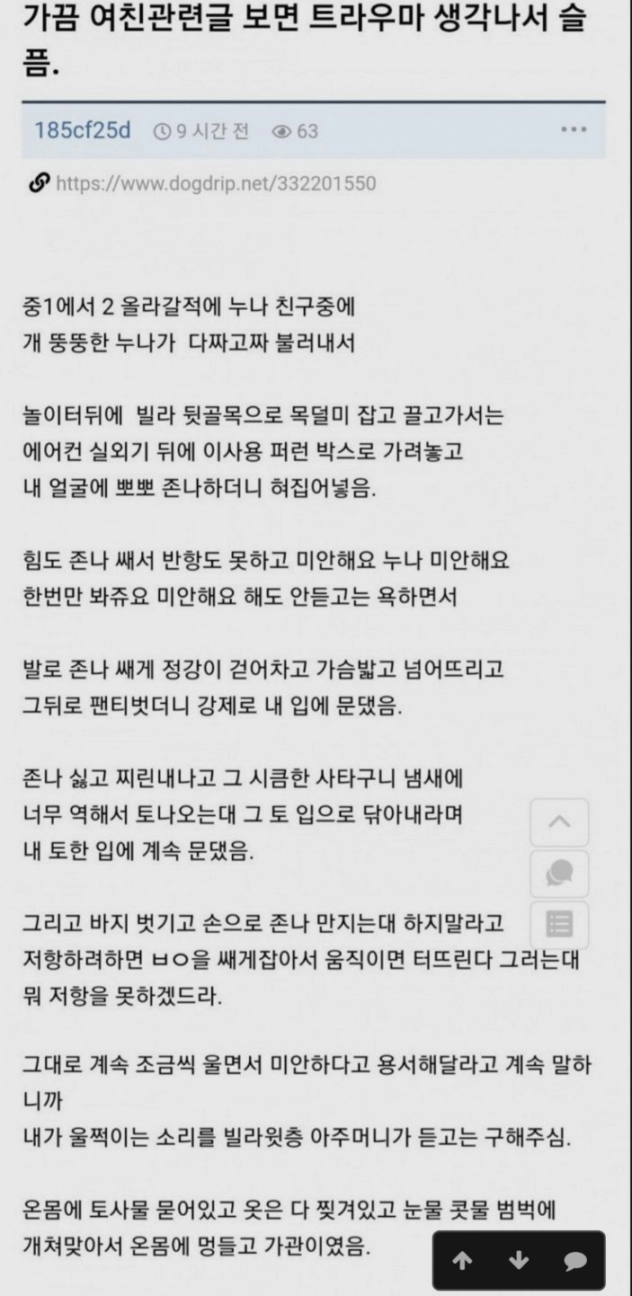 중학교때 누나친구한테 강간 당했던 일