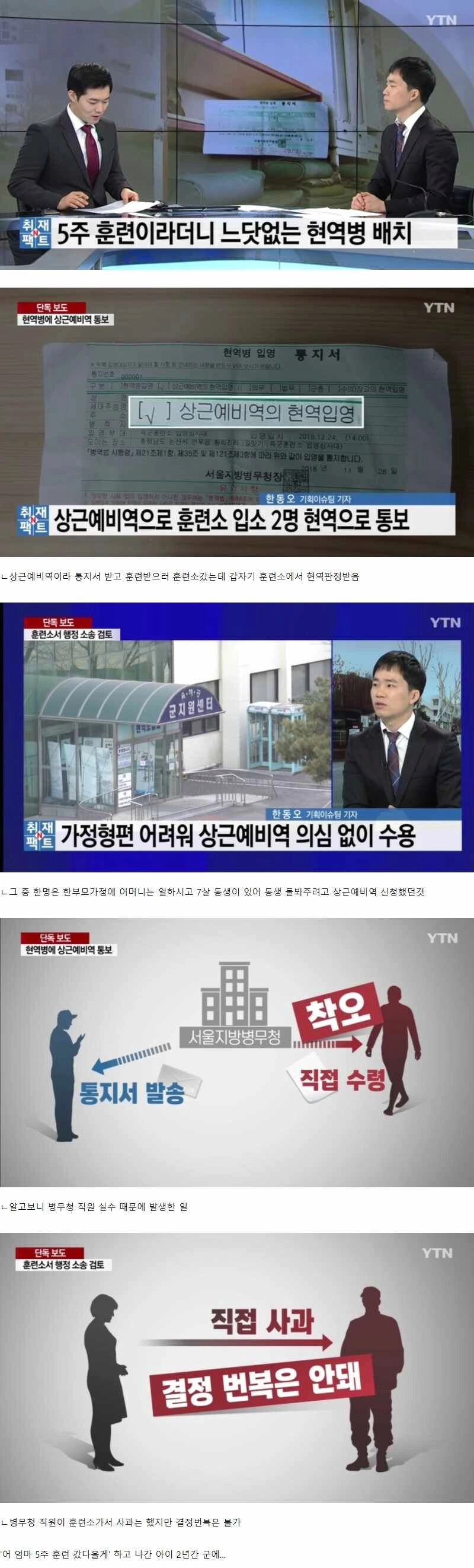 5주 훈련 받으러 갔다가 현역병 배치된 상근
