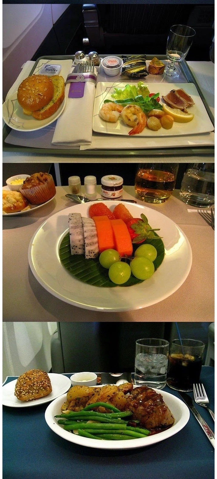 퍼스트 클래스의 기내식 모음