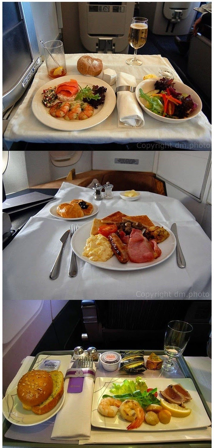 퍼스트 클래스의 기내식 모음