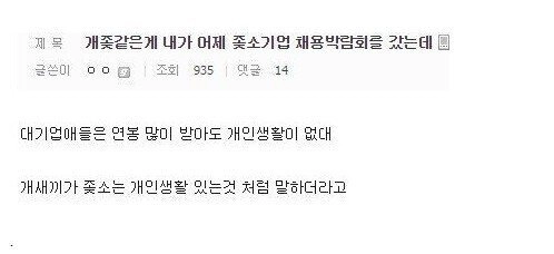 중소 기업 채용 박람회 갔다가 빡친 사람