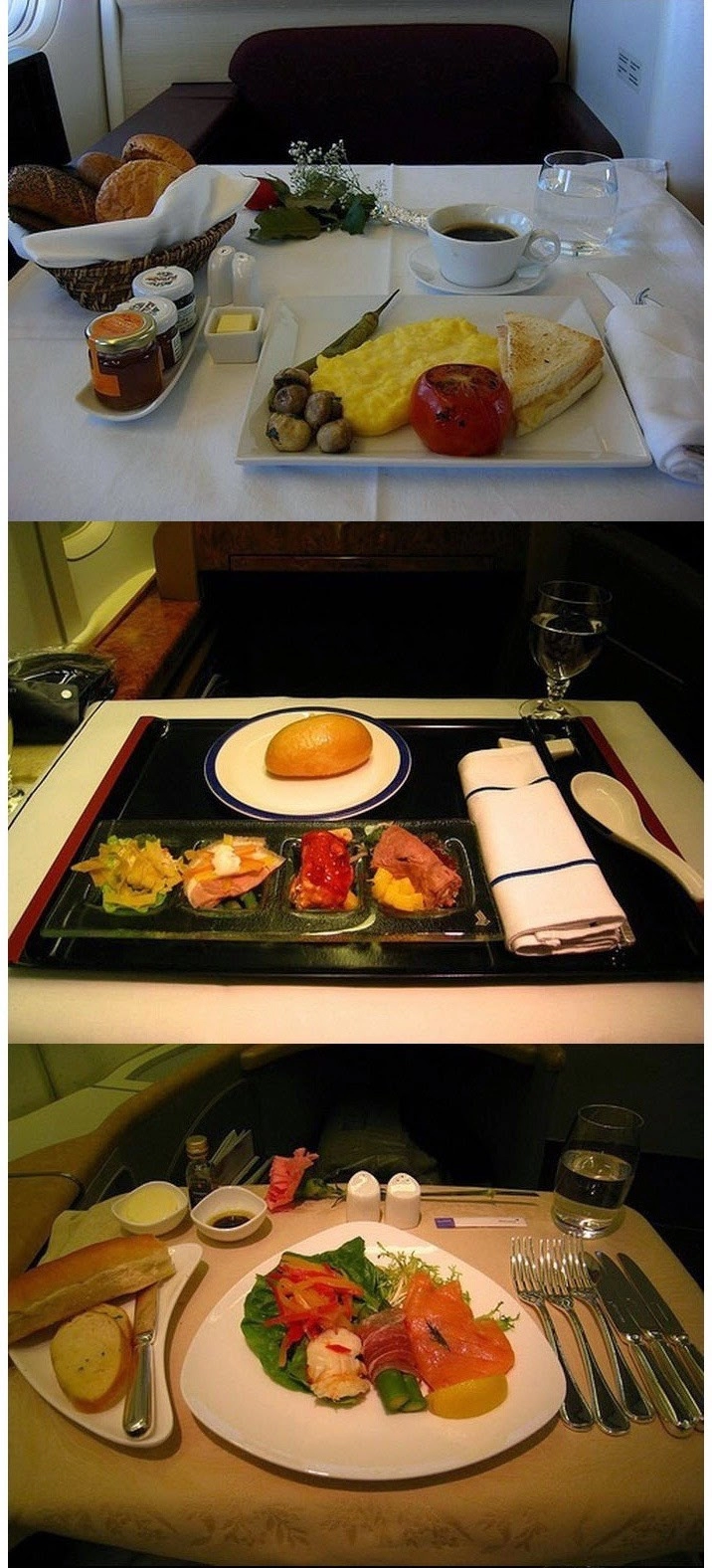 퍼스트 클래스의 기내식 모음