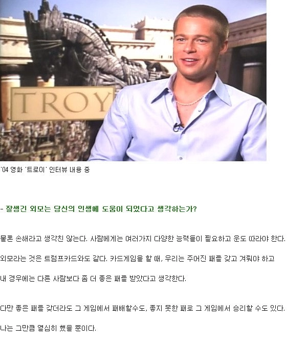 브래드피트가 생각하는 외모