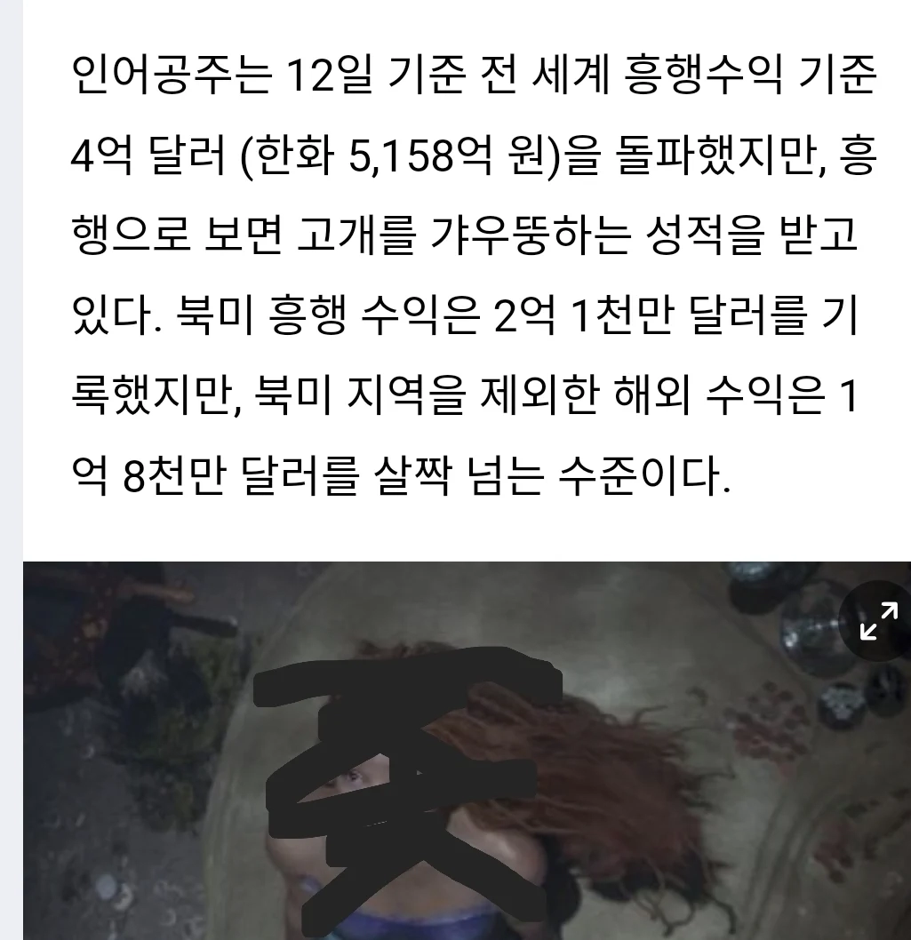흑어공주 1억달러 이상 손해 예상