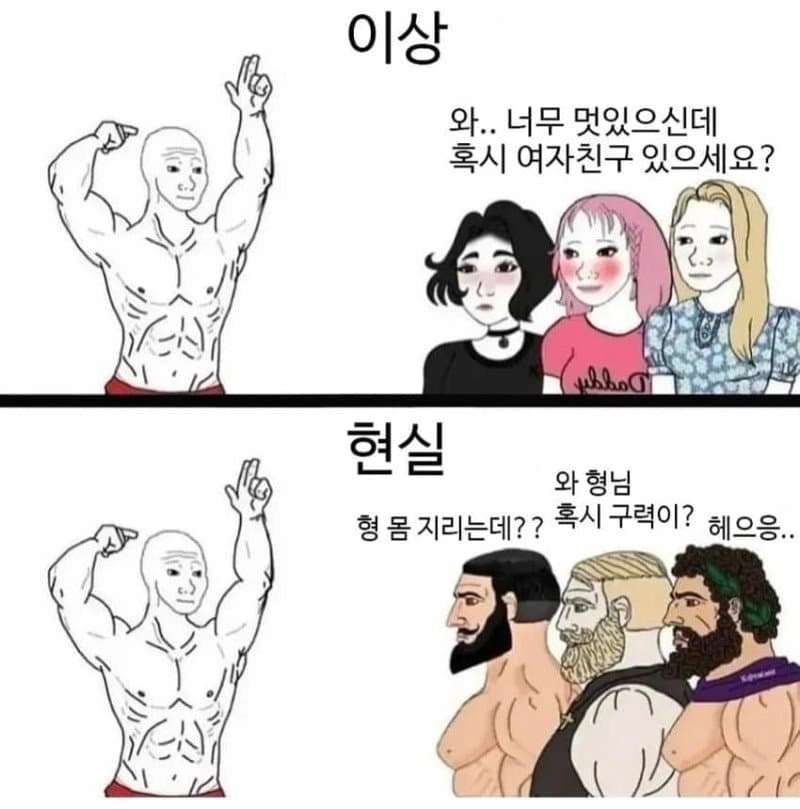 헬스장 다니는 남자의 이상과 현실