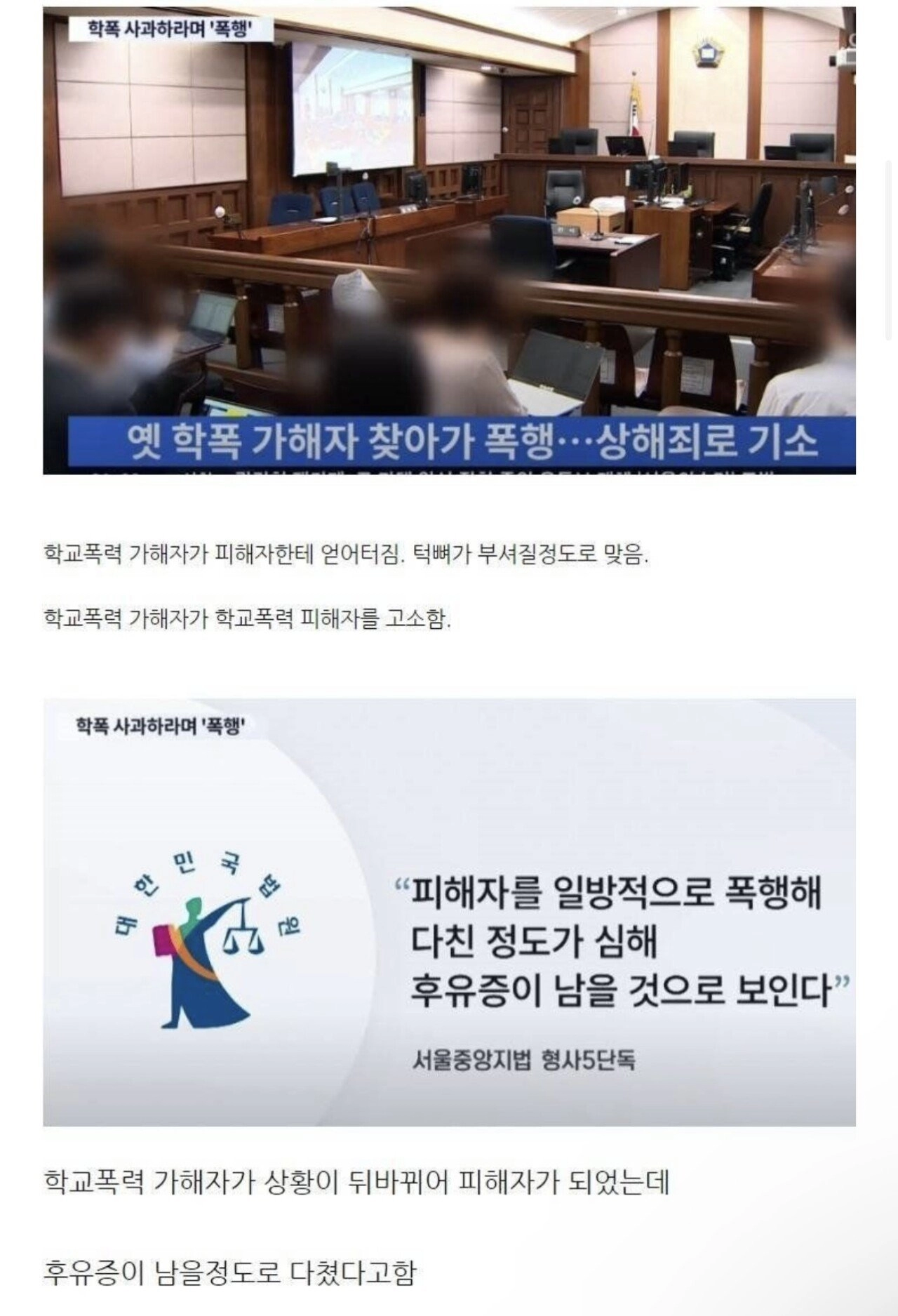 학폭 당했다가 성인되고나서 가해자를 패버린 피해자