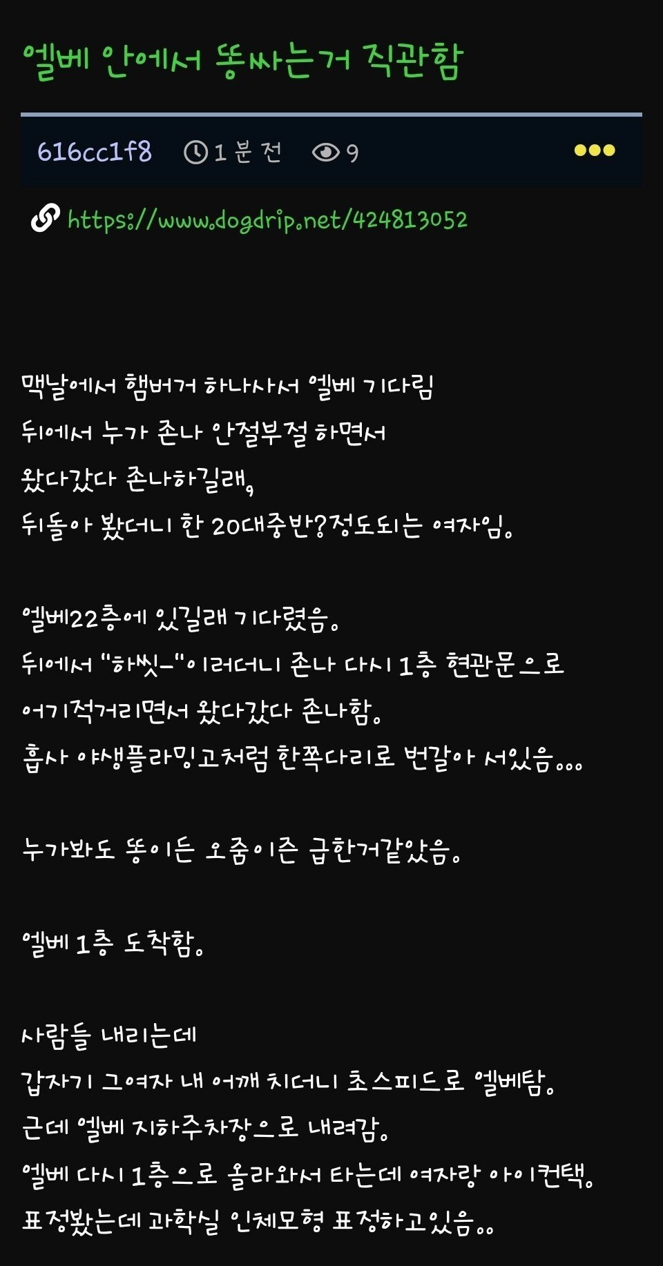 엘베 안에서 똥싸는거 직관함