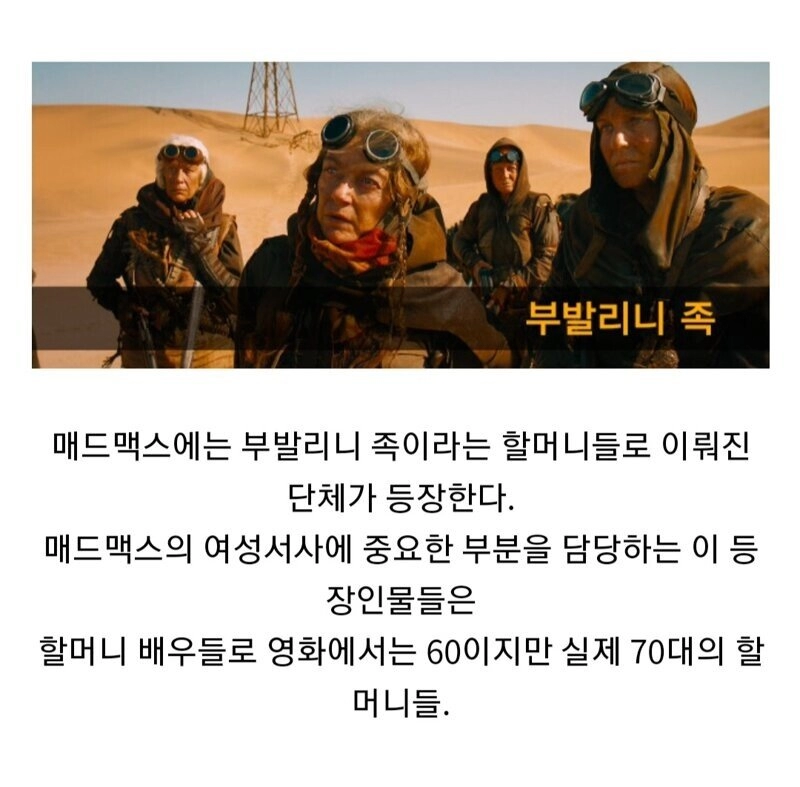 매드맥스라는 영화에 출연하실 할머니분들을 모집합니다