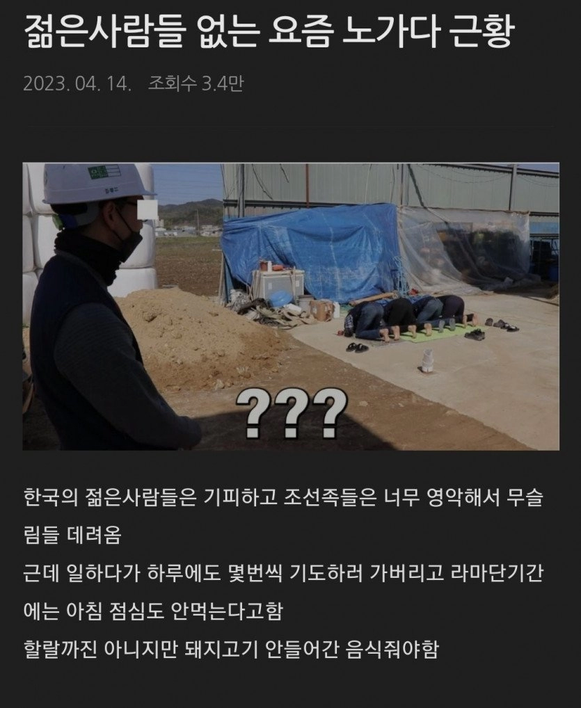 젊은사람들 없는 요즘 노가다 근황