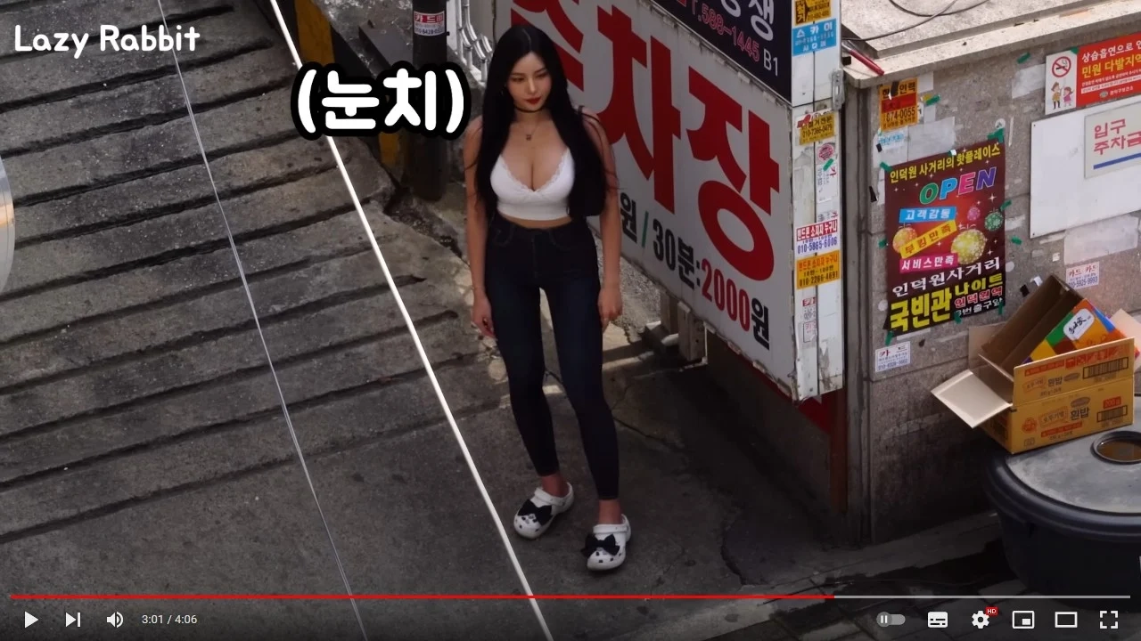 섹시한 모델이 거리를 다니면서 받는 뜨거운 시선