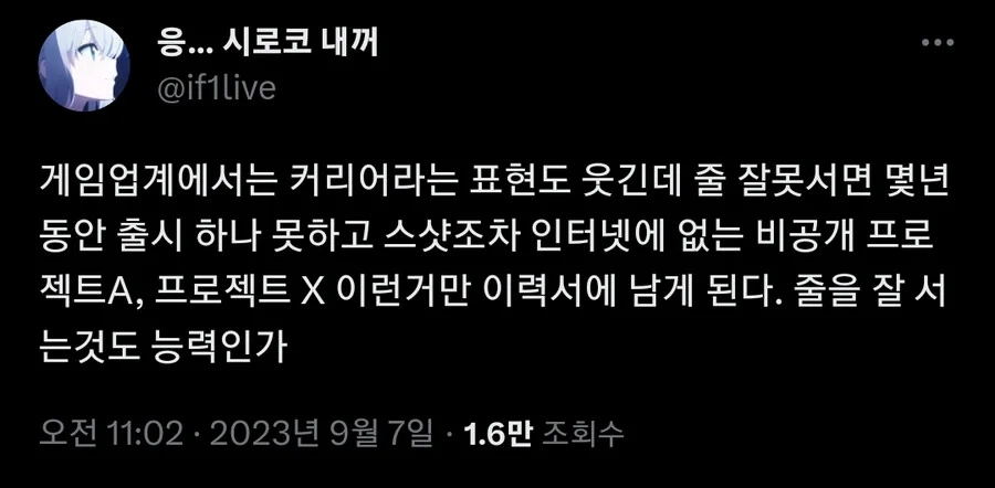 게임업계에서 '커리어' 라는 단어가 슬픈이유