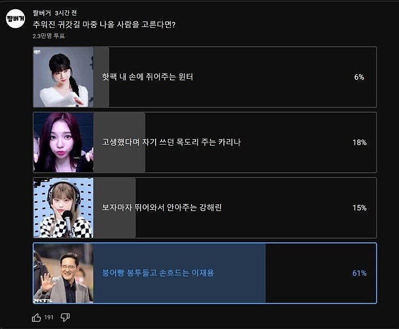 추워진 귀갓길 마중나올 사람을 고른자면?