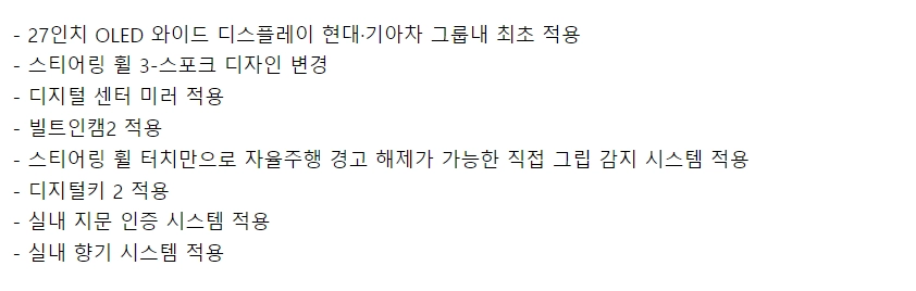 GV80 페이스리프트 신규 옵션