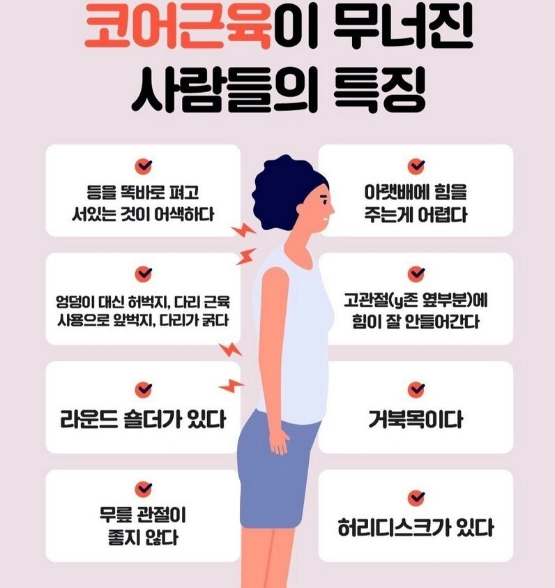 코어 근육이 무너진 사람들 특징