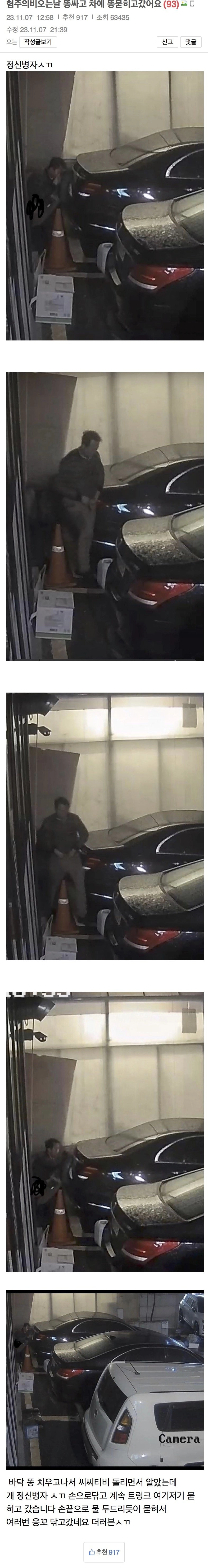 보배에서 난리난 차에 똥싸고 튄 남자