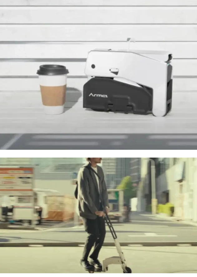 일본 시미즈사에서 만든 가방휴대형 전기 킥보드