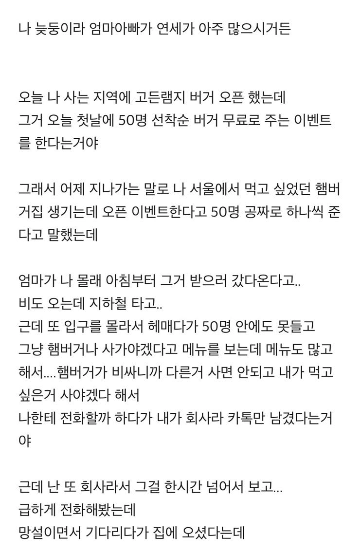 70대 노모와 햄버거가게
