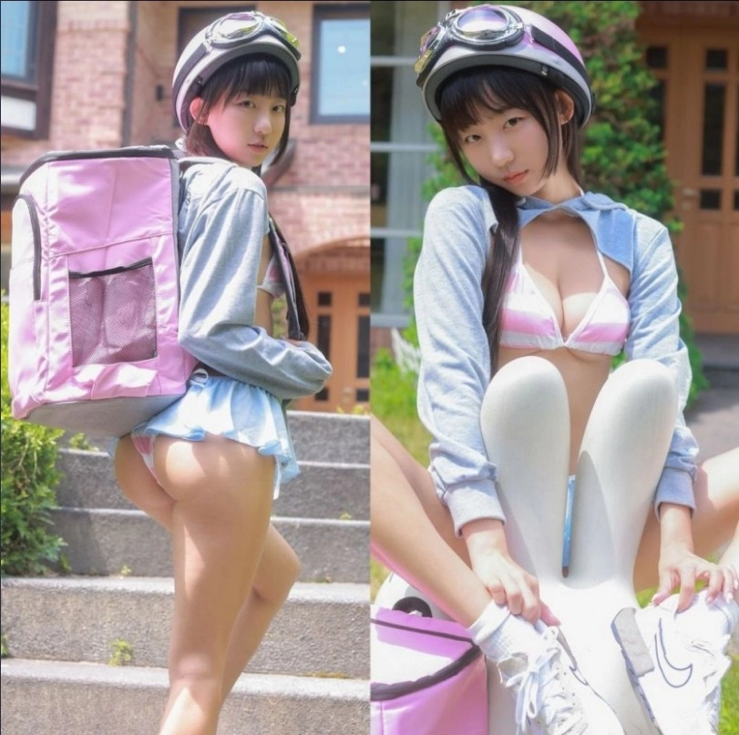 빤스만 입고 배달하는 여자 라이더