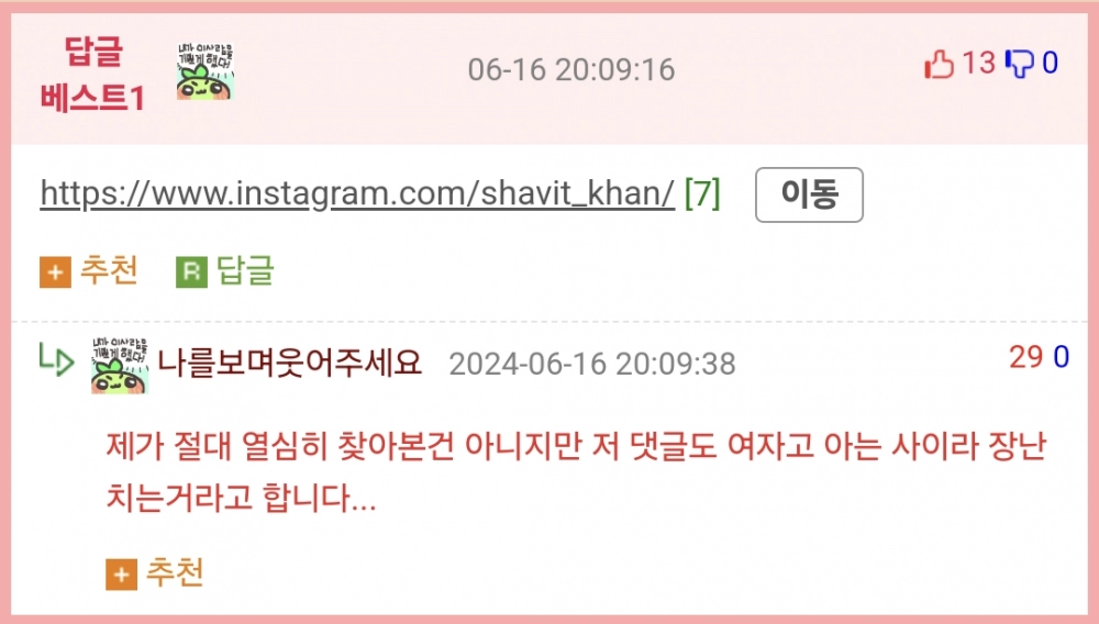 19금 드립 받은 인스타 비키니녀 반응