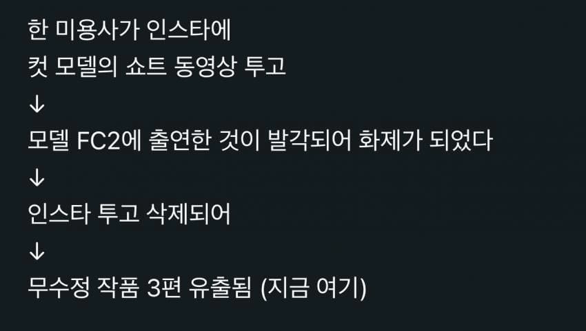 과거 야동 털린 미용실 컷 모델녀