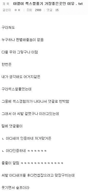 성관계썰 풀기 좋은 사이트