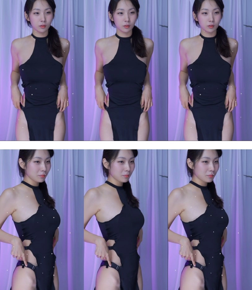 쥬쥬쨩 블랙 홀터넥 모노키니 하이레그 의상 레전드