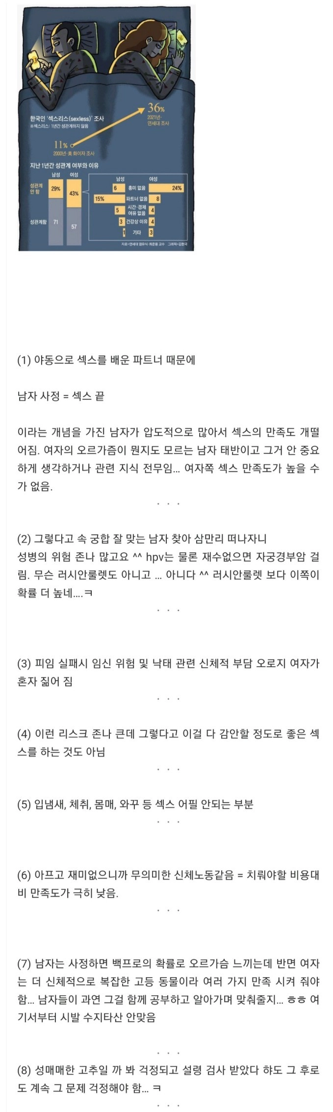 여초 언냐들이 말하는 여자의 야스리스 이유