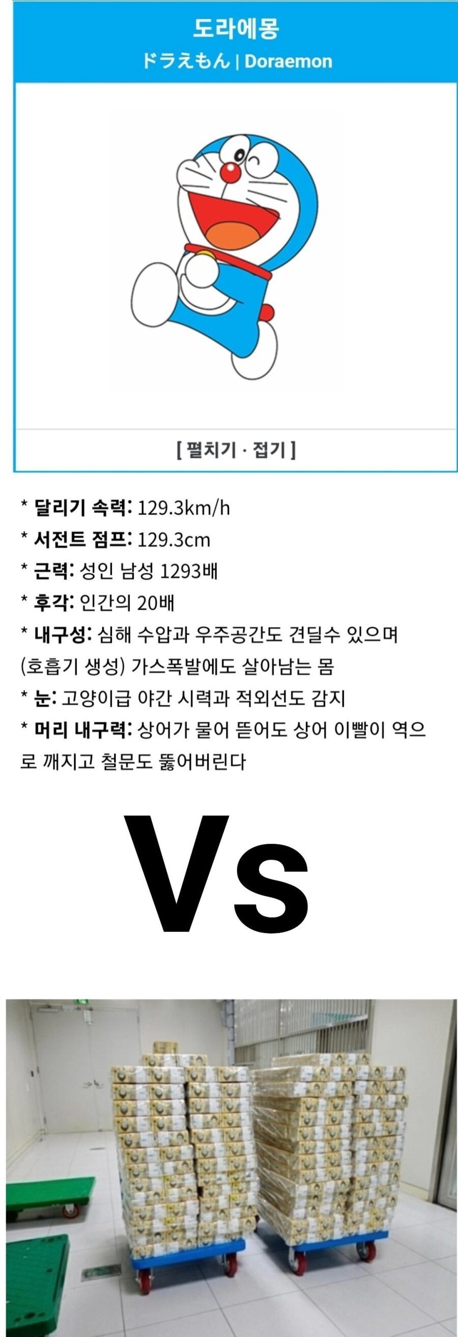 도라에몽의 신체 능력 vs 1000억