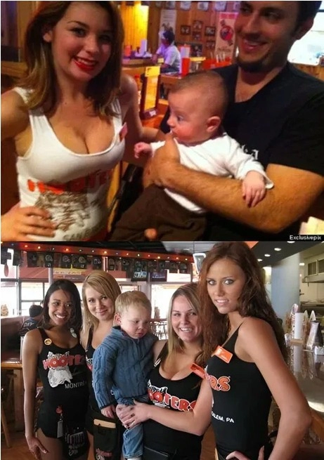 후터스에 간 아기가 놀란 이유