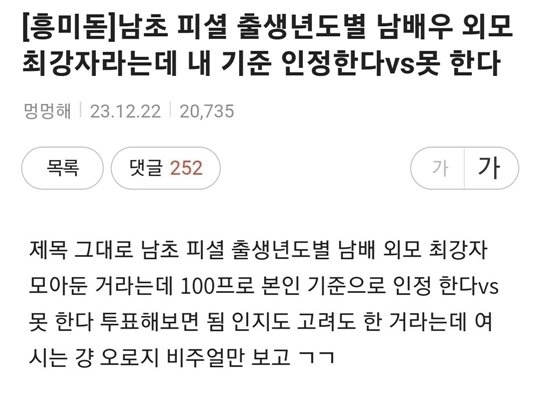 여자 5500명이 투표한 남자 호불호 외모