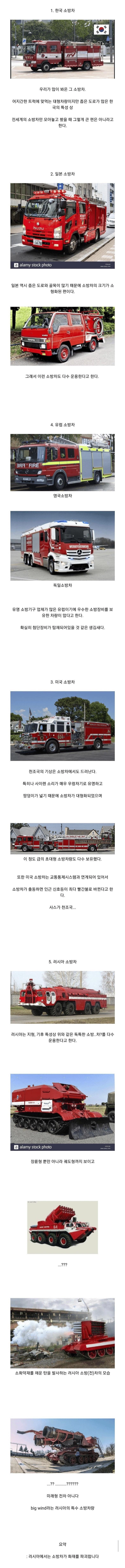 각 나라별 소방차 디자인