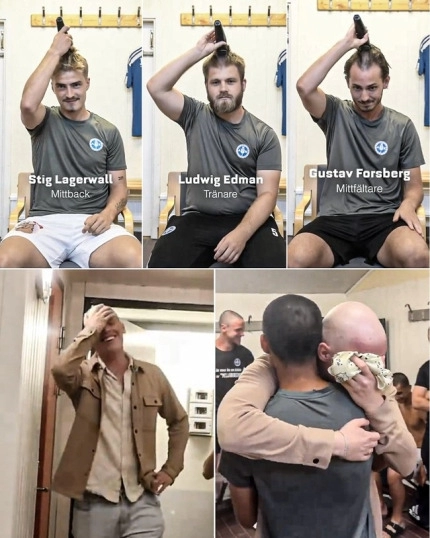 암 투병중인 주장 위해 삭발 감행한 동료들