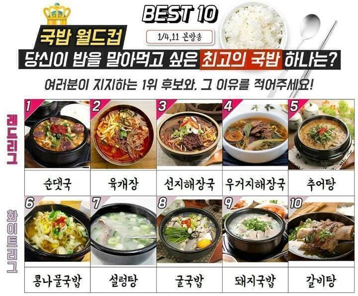 나의 최애국밥은?