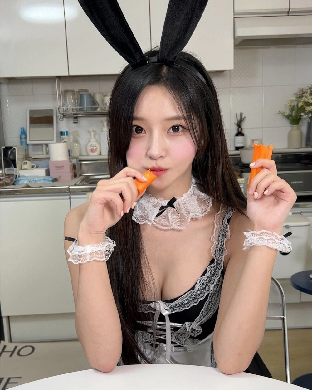 검정 메이드 란제리 바니걸 BJ박민정 몸매