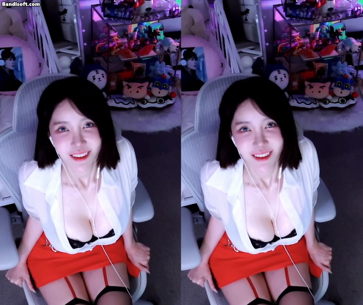 여러 각도로 보는 흰빨 오피스룩 겨우디 검정브라 가슴골