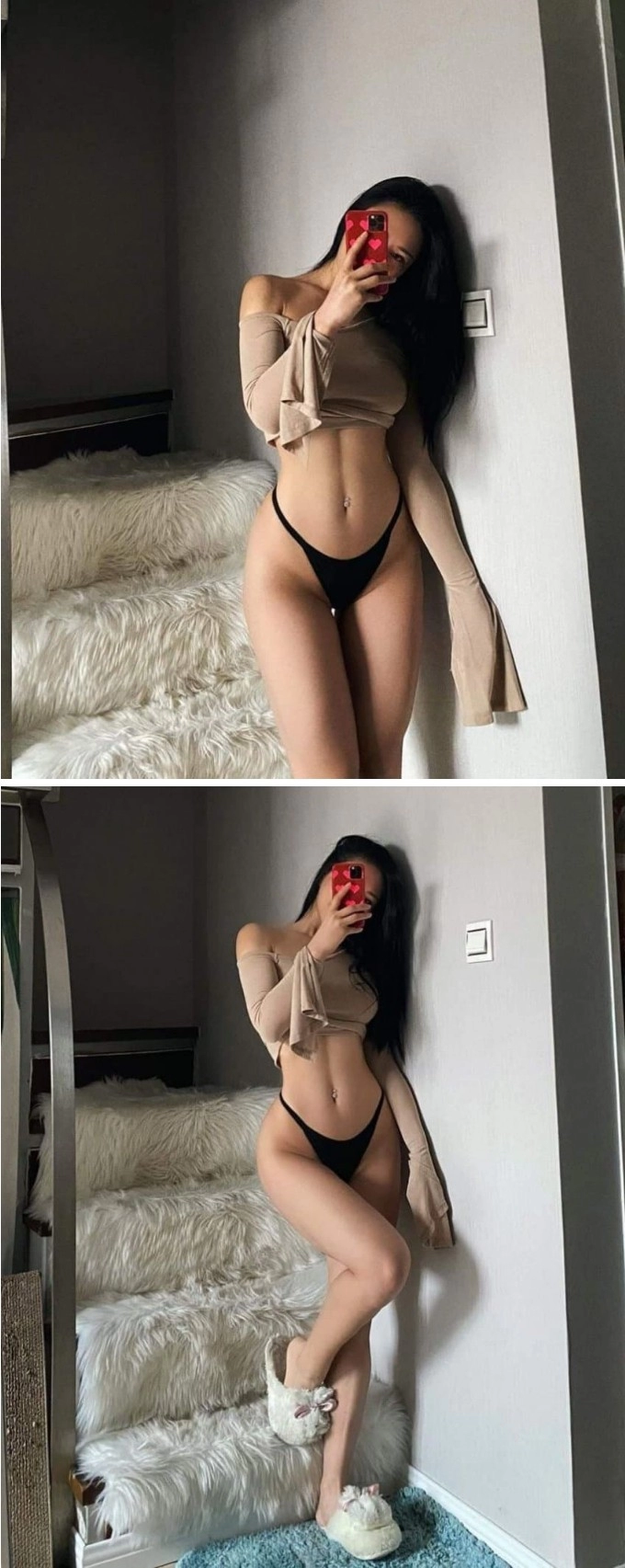 검은T백 계속 보게 만드는 야한 허리골반 라인